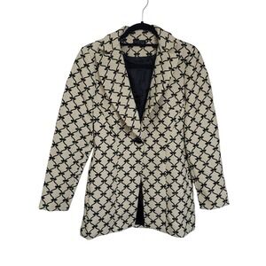 Bentley A. Blazer Jacket Coat Cream Black Lattice Bow Size XS New